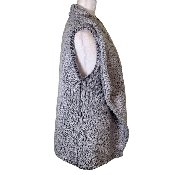 Eddie Bauer Women's Gray Sherpa Fuzzy Vest Open Front Teddy Fleece Cozy Soft Med - Picture 4 of 8